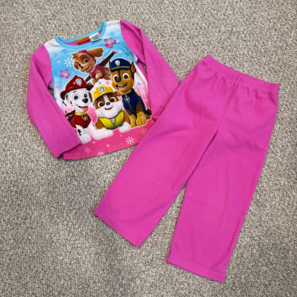 Nickelodeon Paw Patrol Girls Pink Fleece Pajama Set 2 Piece Toddler Size 5T